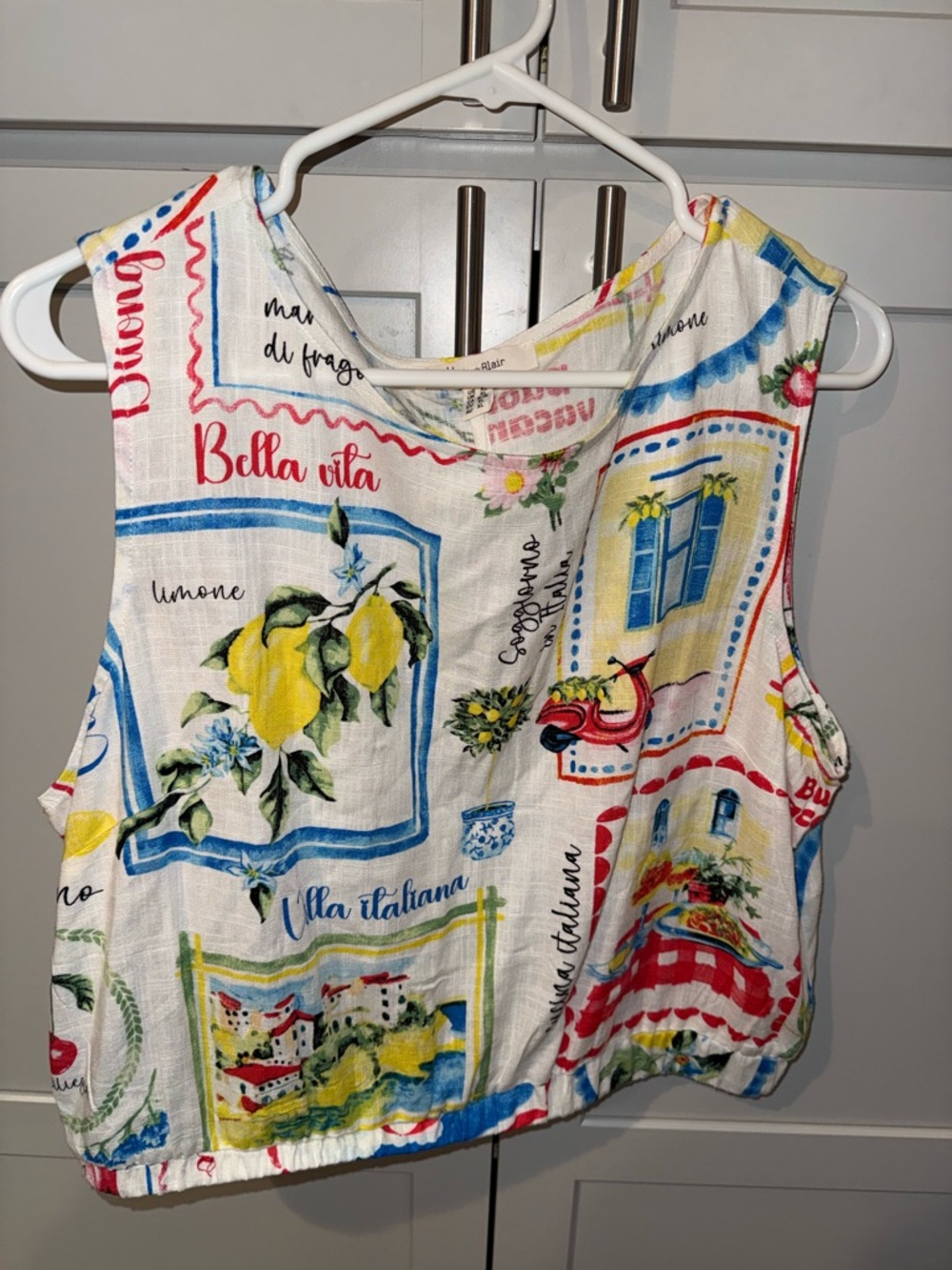 Haver & Blair Amalfi Coast Lemon Print Tank Top XL Italy Vacation Vibe